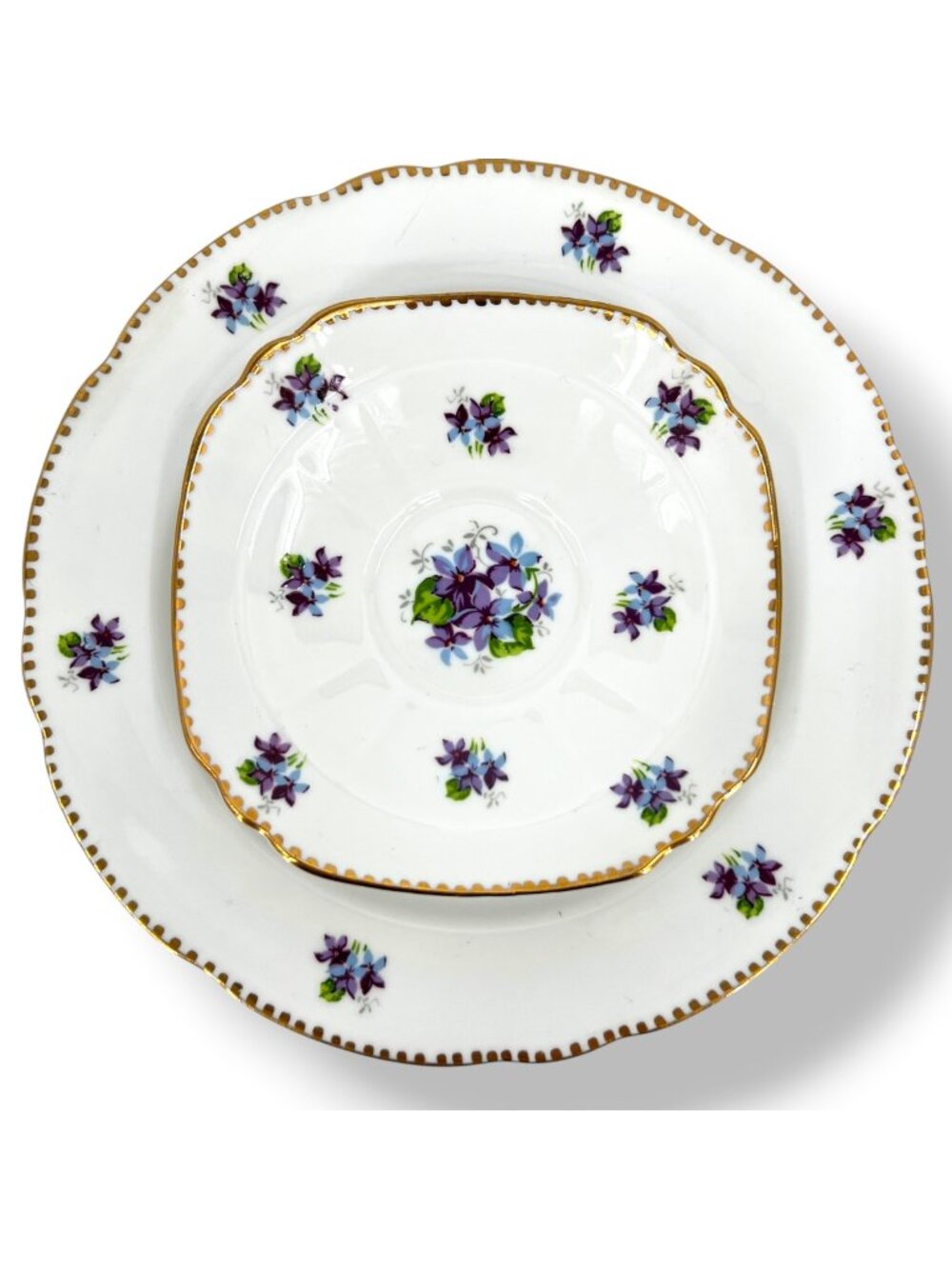 Royal Stafford Sweet Violets Bone China Salad Plate and Saucer Made In England